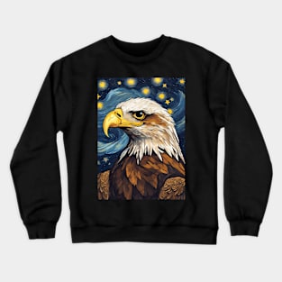 Adorable Eagle Animal Painting in a Van Gogh Starry Night Art Style Crewneck Sweatshirt